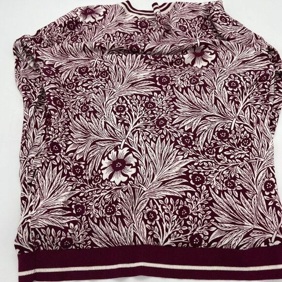 Talbots Women's Sweater Petite S Burgundy Floral Print Long Sleeves Button Up - Picture 4 of 4